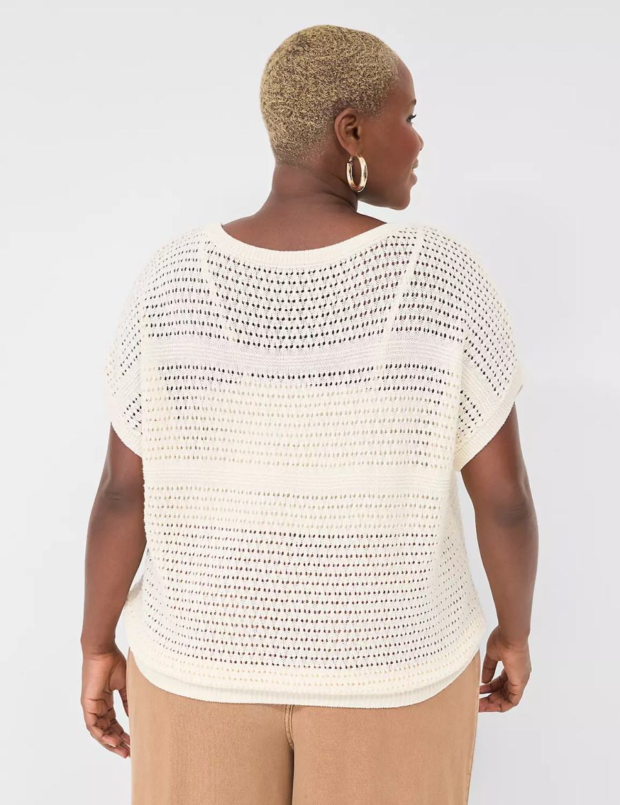 Lane Bryant Dolman Short-Sleeve Stitch Truien Dames Wit | PEV9523CC