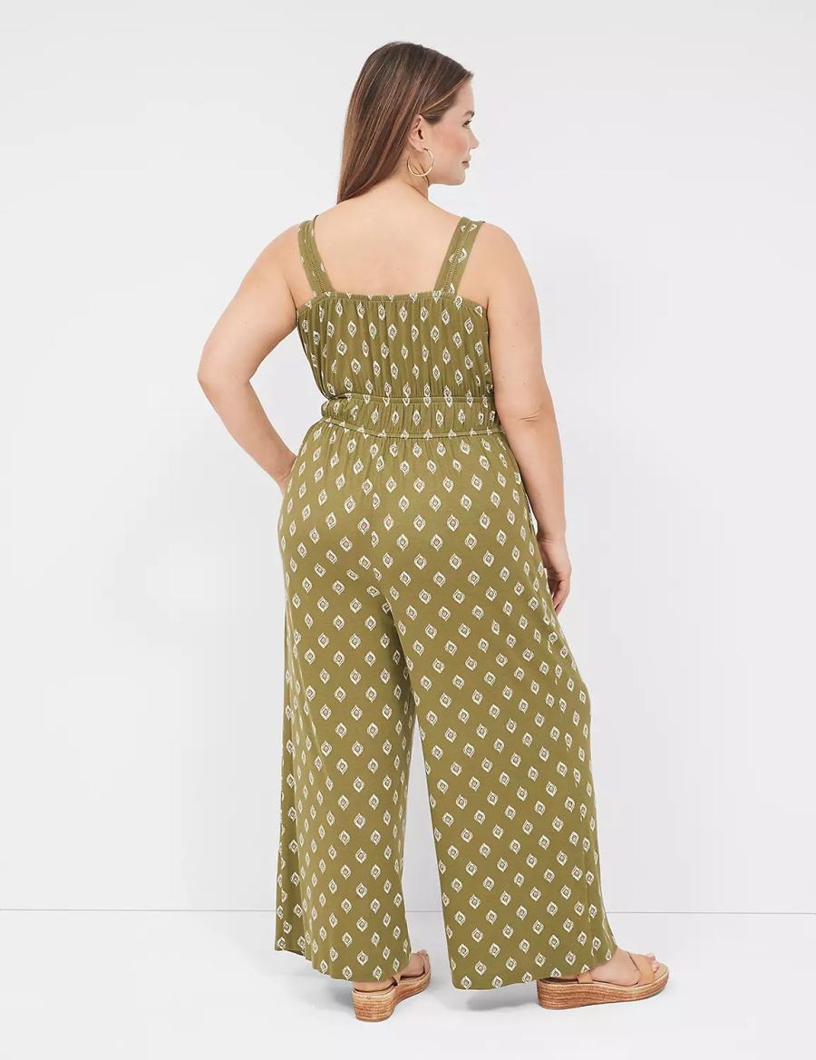 Lane Bryant Double Elastic-Waist Tank Jumpsuit Dames Groen | EIM3165ME