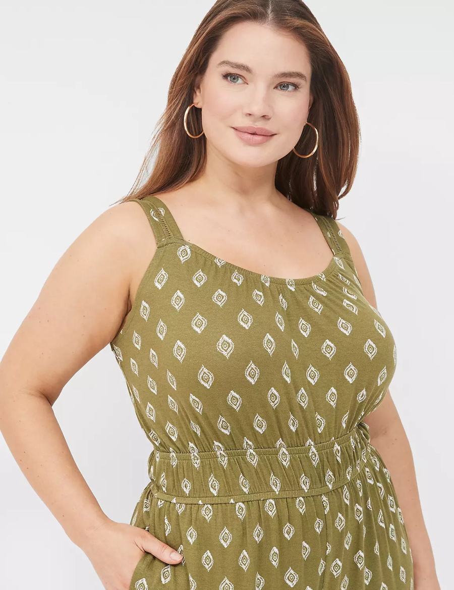 Lane Bryant Double Elastic-Waist Tank Jumpsuit Dames Groen | EIM3165ME