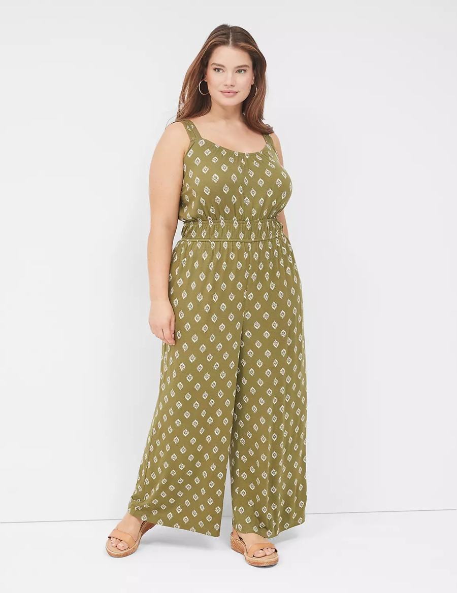 Lane Bryant Double Elastic-Waist Tank Jumpsuit Dames Groen | EIM3165ME