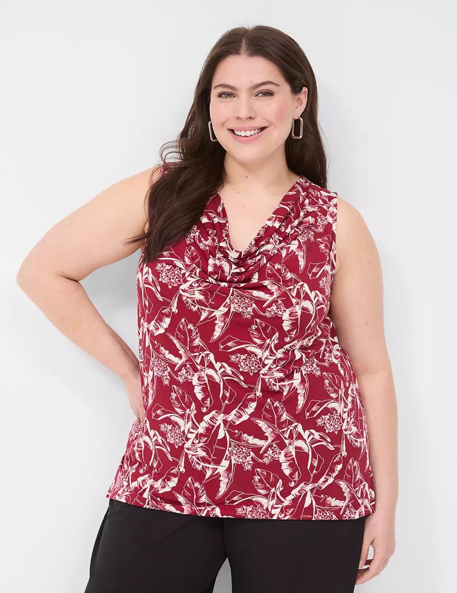 Lane Bryant Drape-Neck Shell T-shirts Dames Bordeaux | ETK4082MN