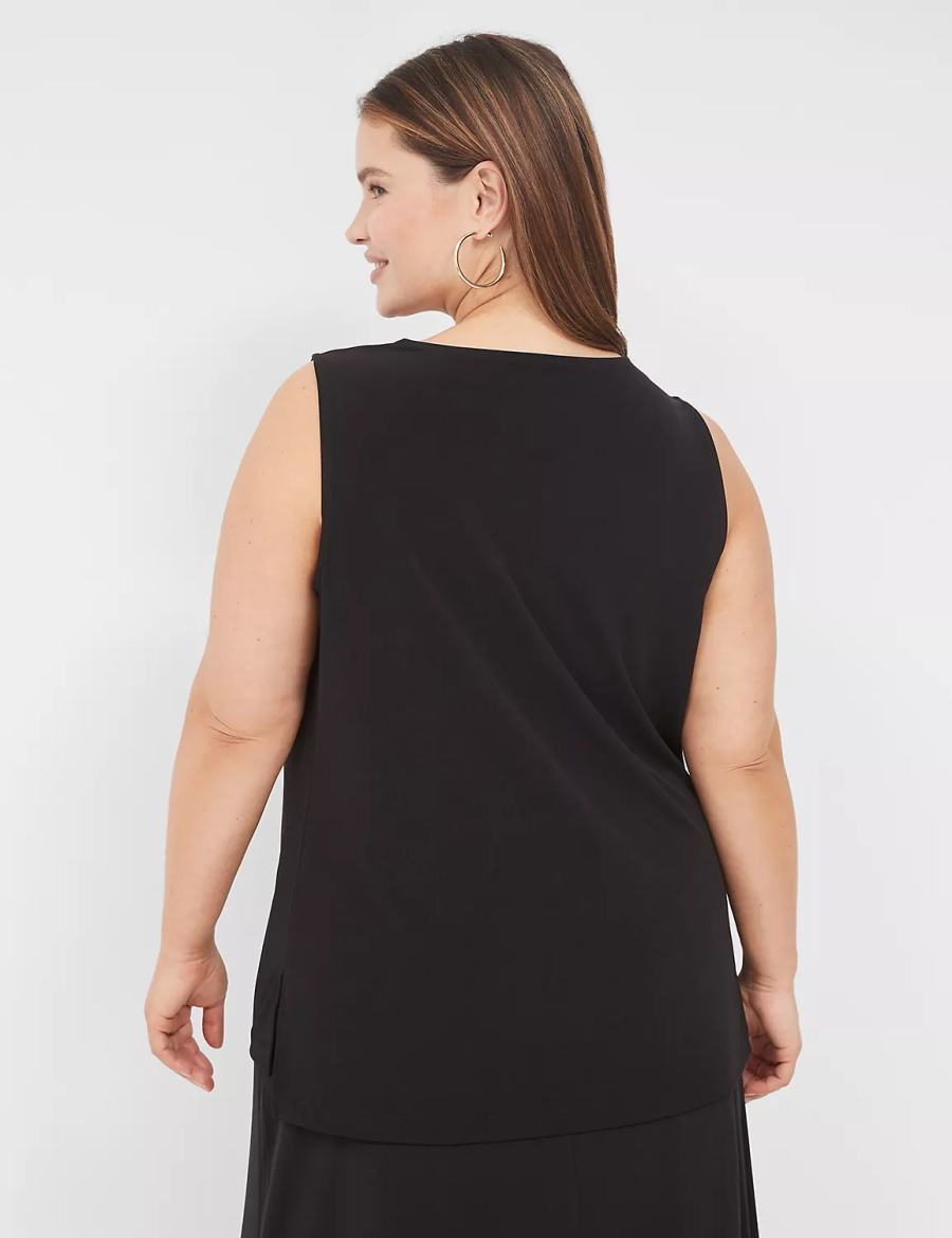 Lane Bryant Drape-Neck Shell T-shirts Dames Zwart | LTK4222EO
