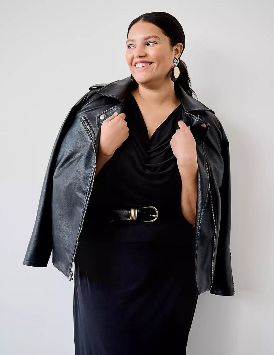 Lane Bryant Drape-Neck Shell T-shirts Dames Zwart | LTK4222EO