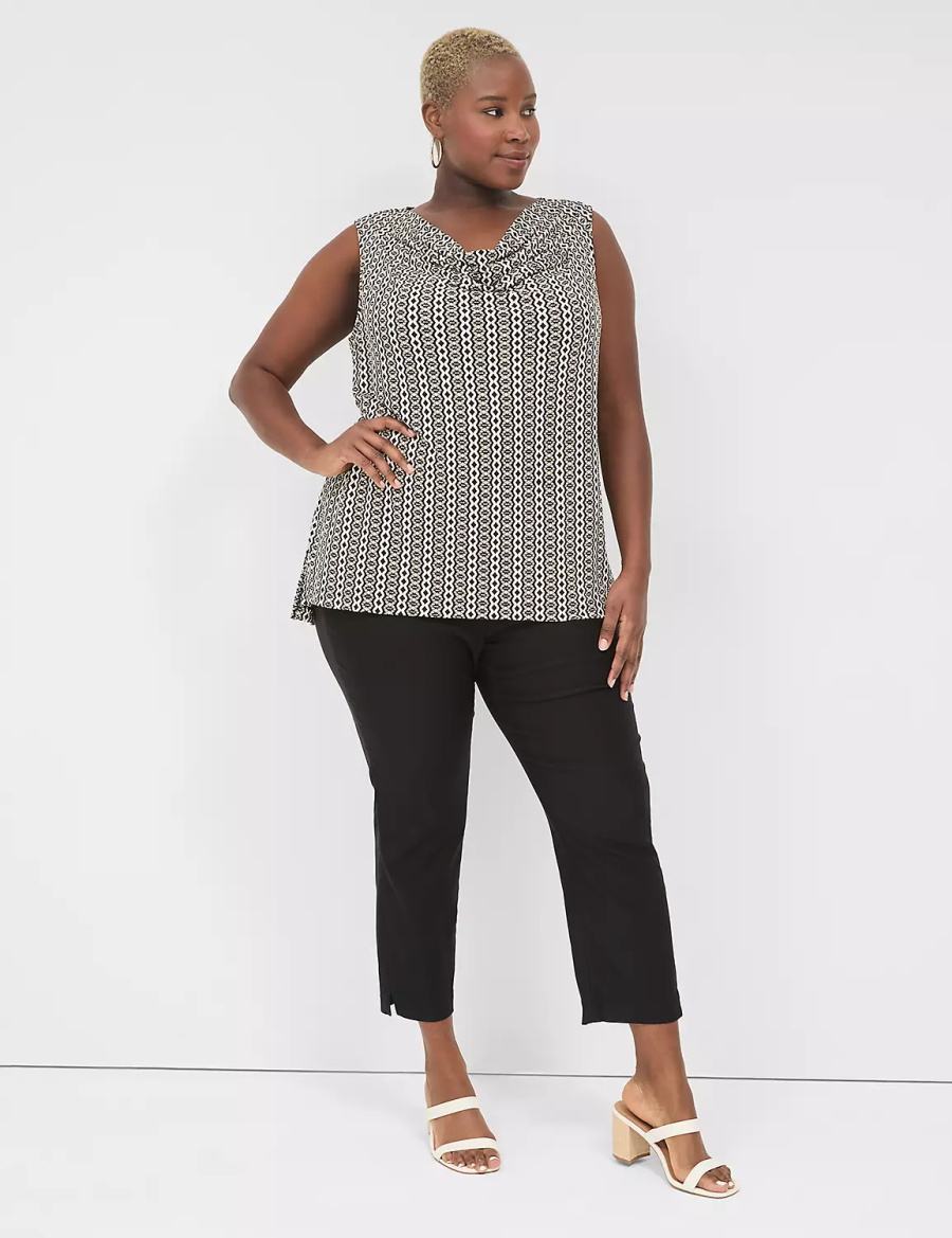 Lane Bryant Drape-Neck Shell T-shirts Dames Zwart | GFN868CY
