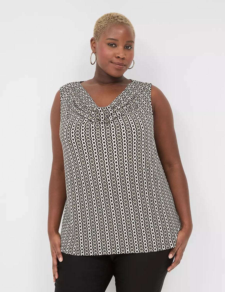 Lane Bryant Drape-Neck Shell T-shirts Dames Zwart | GFN868CY