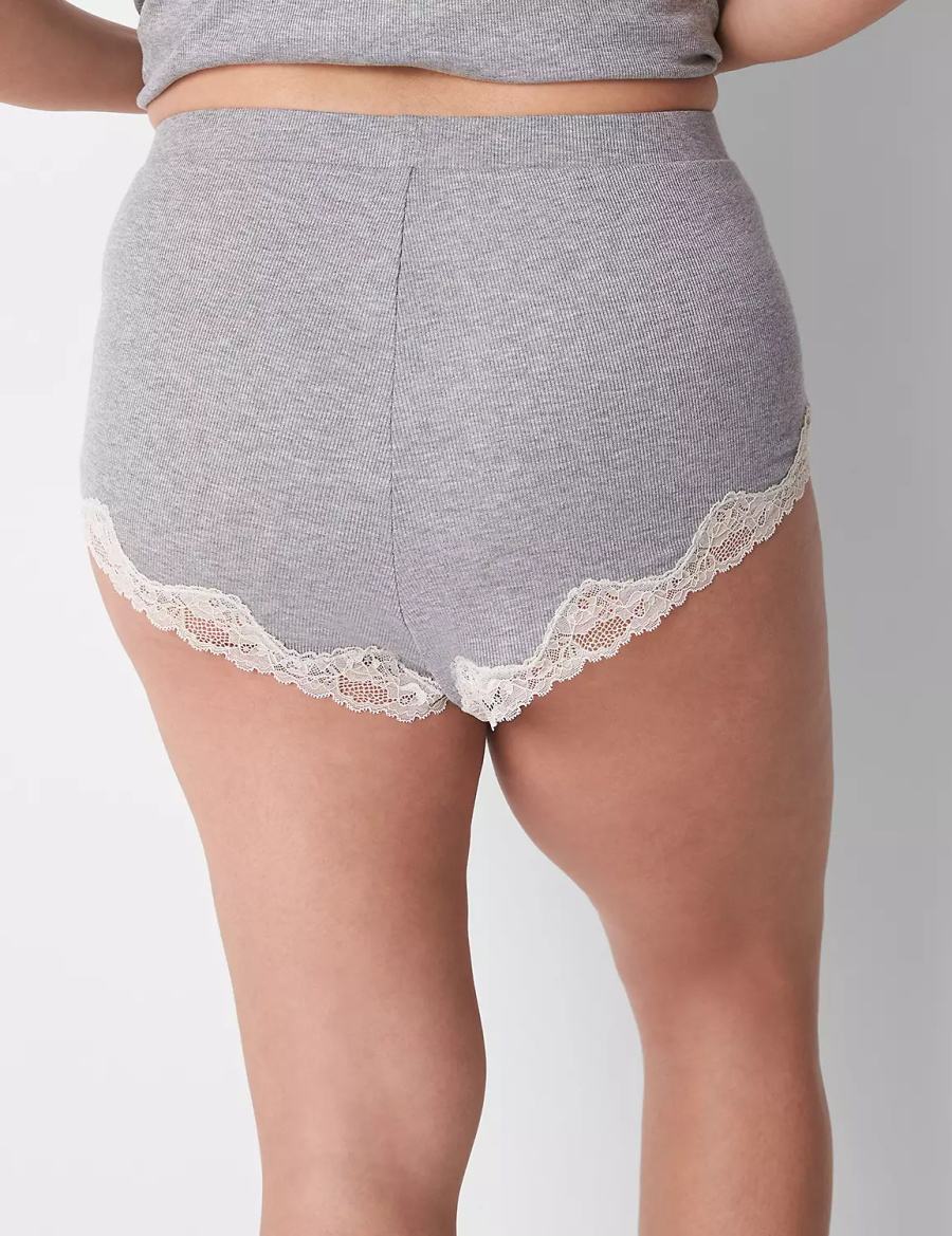 Lane Bryant Drapey Rib Sleep Cheeky Korte Broek Dames Lichtgrijs | AUA24YJ