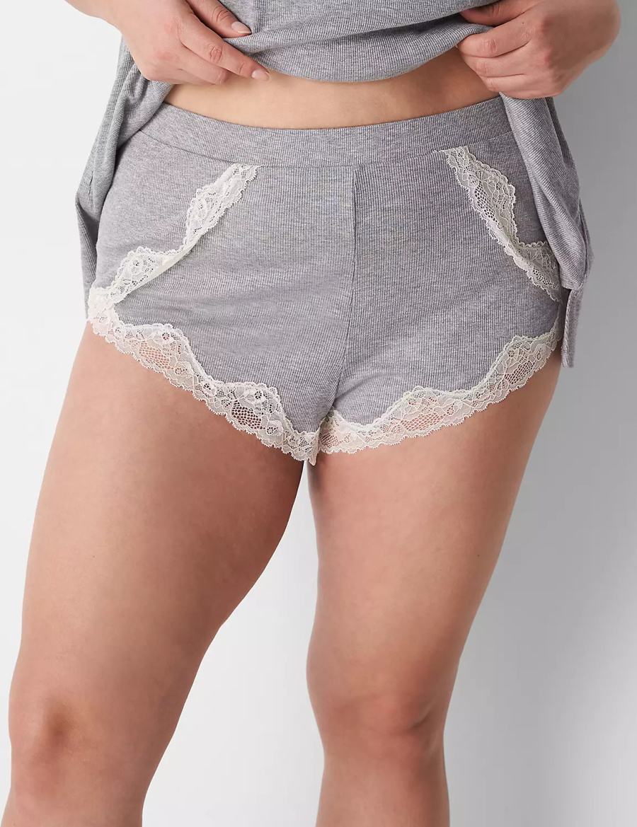 Lane Bryant Drapey Rib Sleep Cheeky Korte Broek Dames Lichtgrijs | AUA24YJ