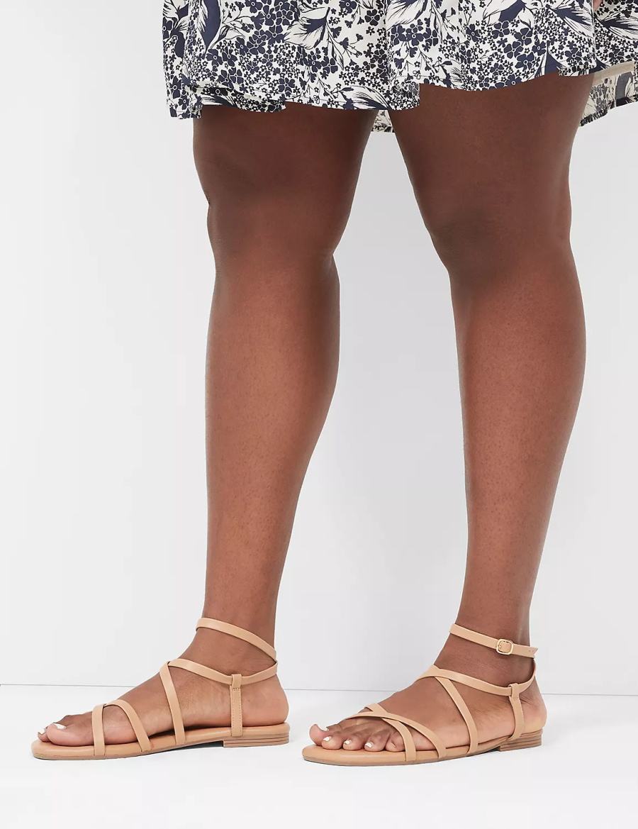Lane Bryant Dream Cloud Ankle-Strap Faux-Leather Gladiator Platte Sandalen Dames Bruin | JCG558FA