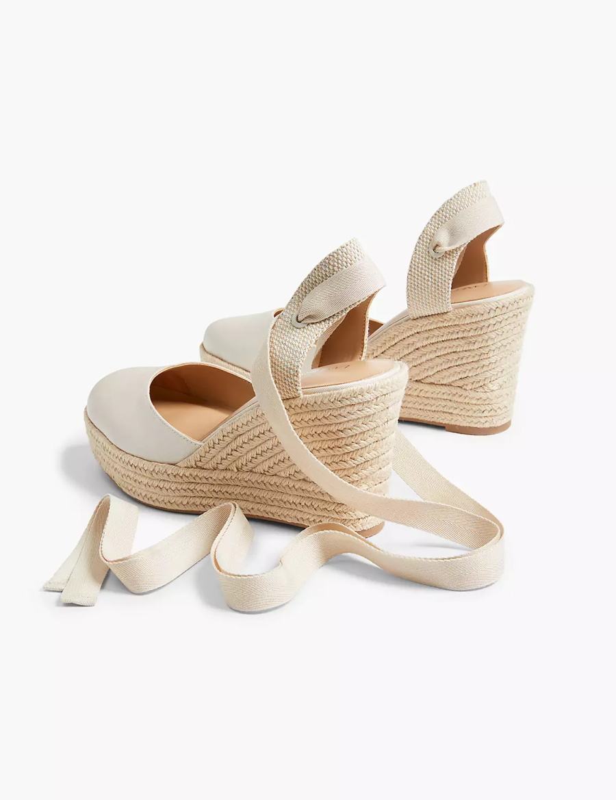 Lane Bryant Dream Cloud Ankle-Tie Espadrille Sleehak Sandalen Dames Wit | SUD8285JK