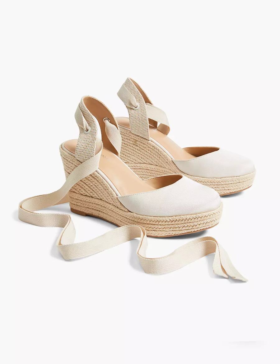Lane Bryant Dream Cloud Ankle-Tie Espadrille Sleehak Sandalen Dames Wit | SUD8285JK
