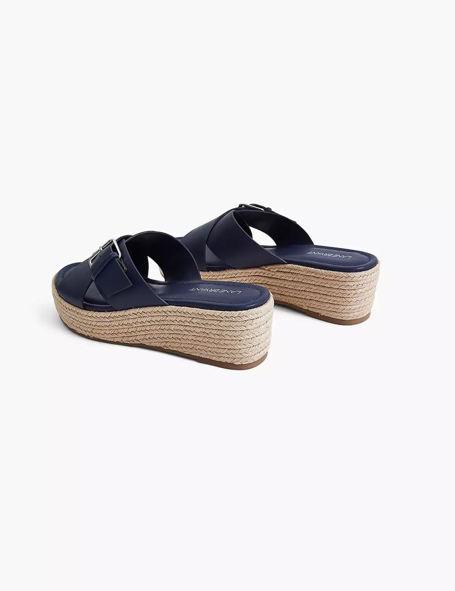 Lane Bryant Dream Cloud Faux-Leather Espadrille Sleehak Sandalen Dames Blauw | SKT2564AP
