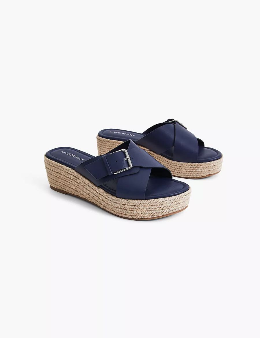 Lane Bryant Dream Cloud Faux-Leather Espadrille Sleehak Sandalen Dames Blauw | SKT2564AP
