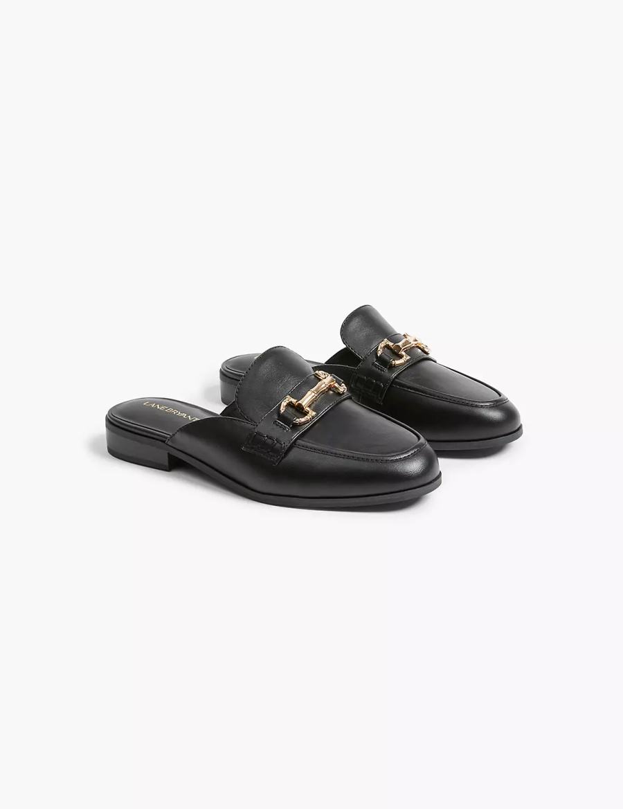 Lane Bryant Dream Cloud Faux-Leather Loafer Mules Dames Zwart | DAU1161GH