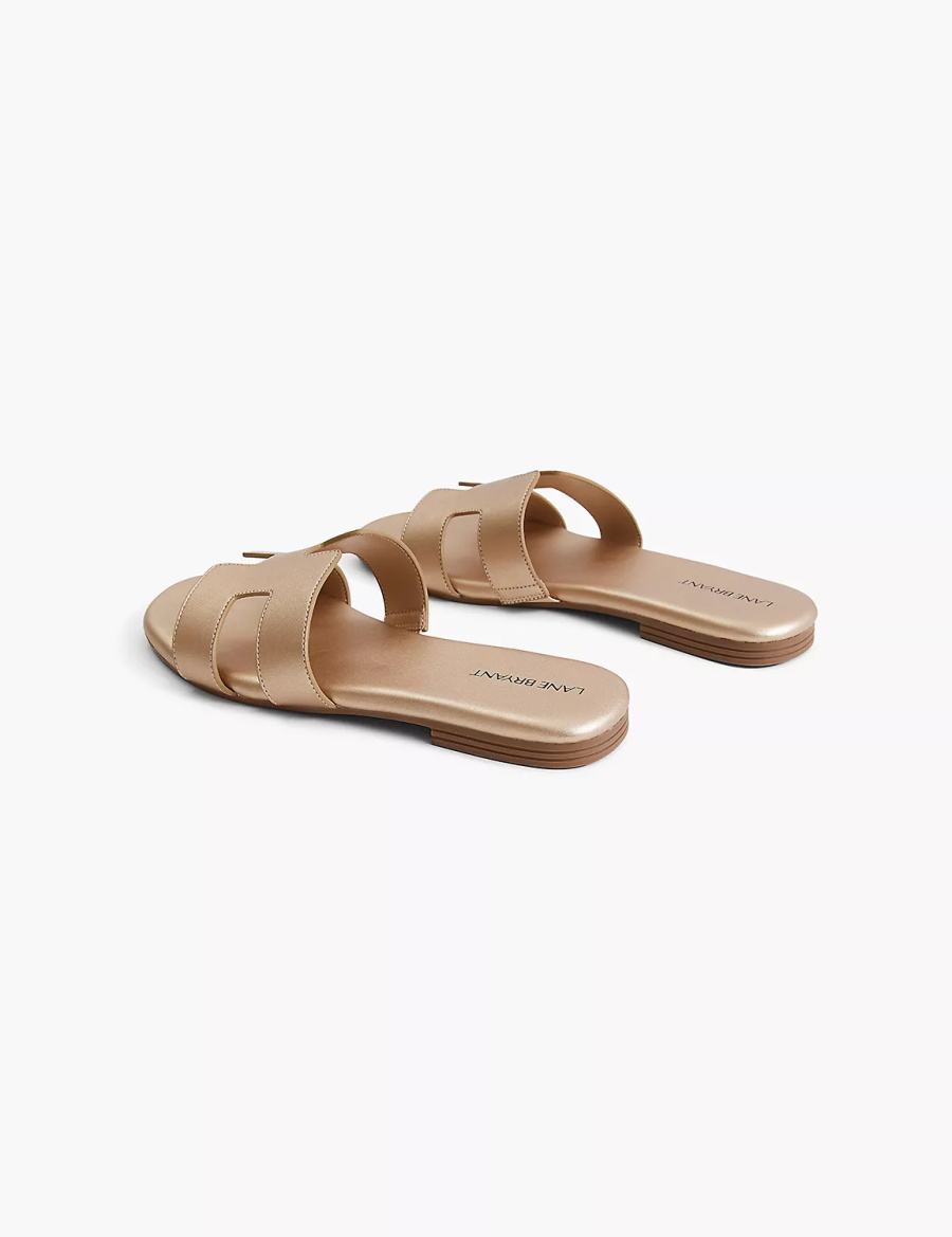 Lane Bryant Dream Cloud Faux-Leather Slip-On Platte Sandalen Dames Goud | DOP4539RQ