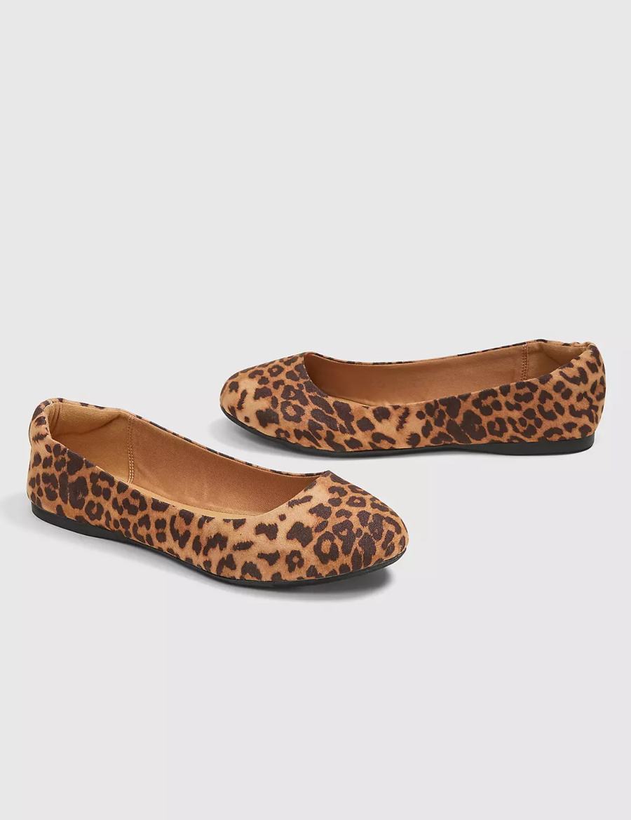 Lane Bryant Dream Cloud Round-Toe Flat - Leopard Print Ballerinas Dames Bruin Zwart | GME8277LM