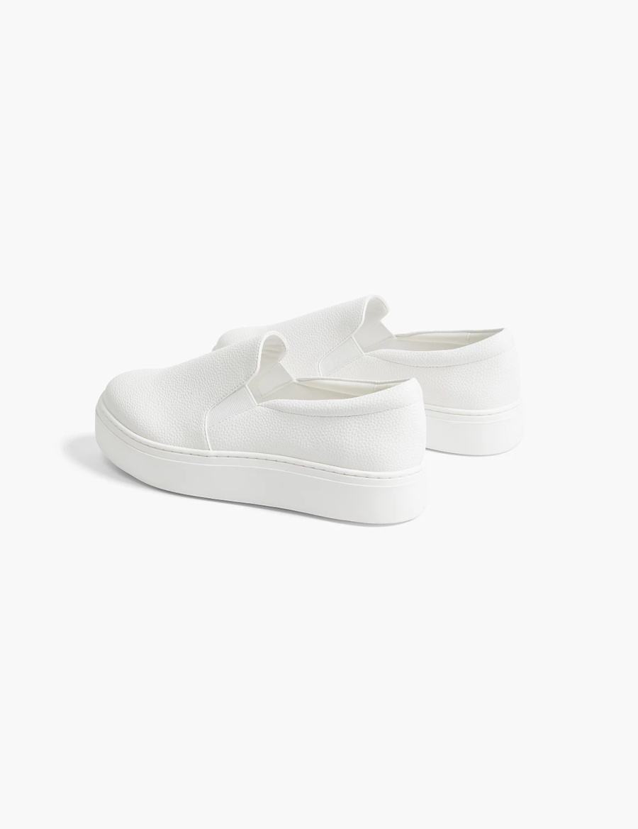 Lane Bryant Dream Cloud Slip-On Faux-Leather Platform Sneakers Dames Wit | ZIN5837QH