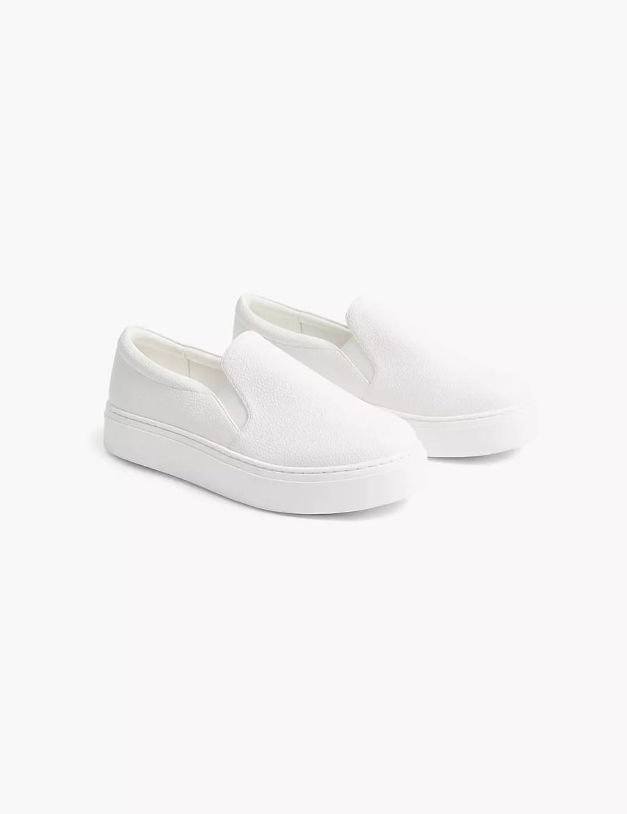Lane Bryant Dream Cloud Slip-On Faux-Leather Platform Sneakers Dames Wit | ZIN5837QH