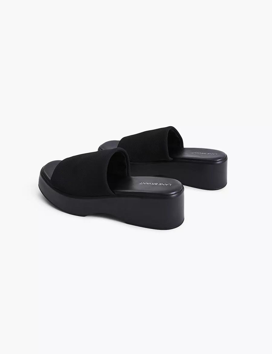 Lane Bryant Dream Cloud Stretch Knit Platform Schuifsandalen Dames Zwart | QOT3525ZB