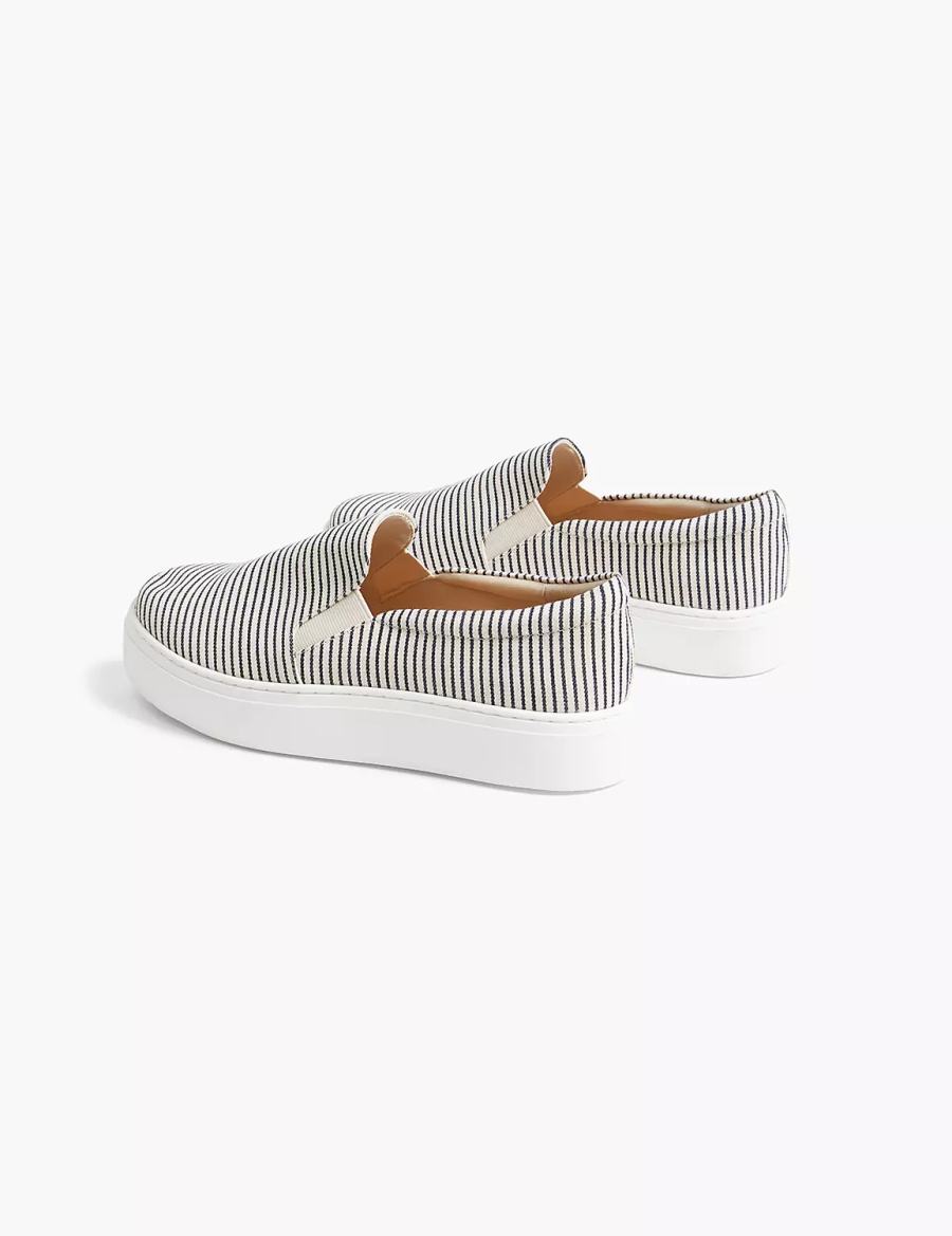 Lane Bryant Dream Cloud Striped Slip-On Platform Sneakers Dames Blauw | LRT2197XK