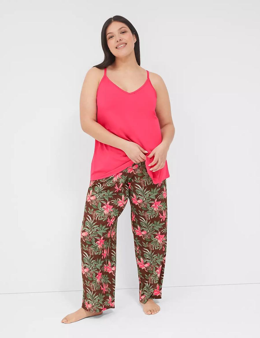 Lane Bryant DreamyCool Cami & Block Pant PJ Set Pyjama Dames Roze Gekleurd | YTO1623KB