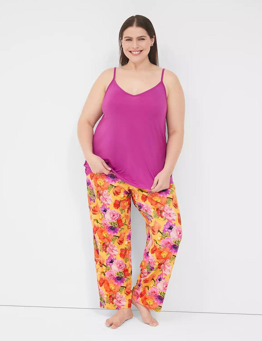 Lane Bryant DreamyCool Cami & Block Pant PJ Set Pyjama Dames Paars Gekleurd | MOP7783KH