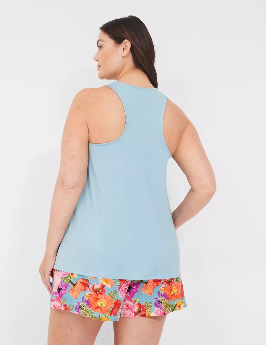 Lane Bryant DreamyCool Tank & PJ Short Set Pyjama Dames Blauw Gekleurd | QWO2197XO
