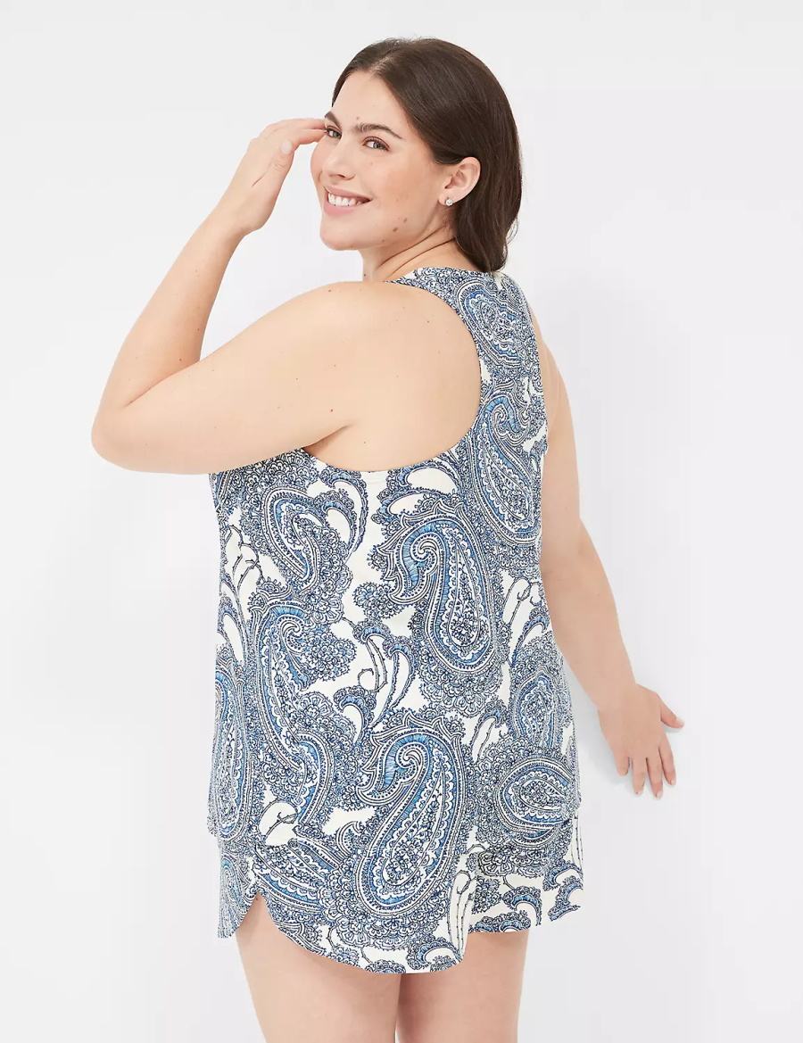 Lane Bryant DreamyCool Tank & Short PJ Set Pyjama Dames Blauw Gekleurd | BYV4247HT