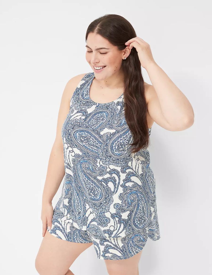 Lane Bryant DreamyCool Tank & Short PJ Set Pyjama Dames Blauw Gekleurd | BYV4247HT