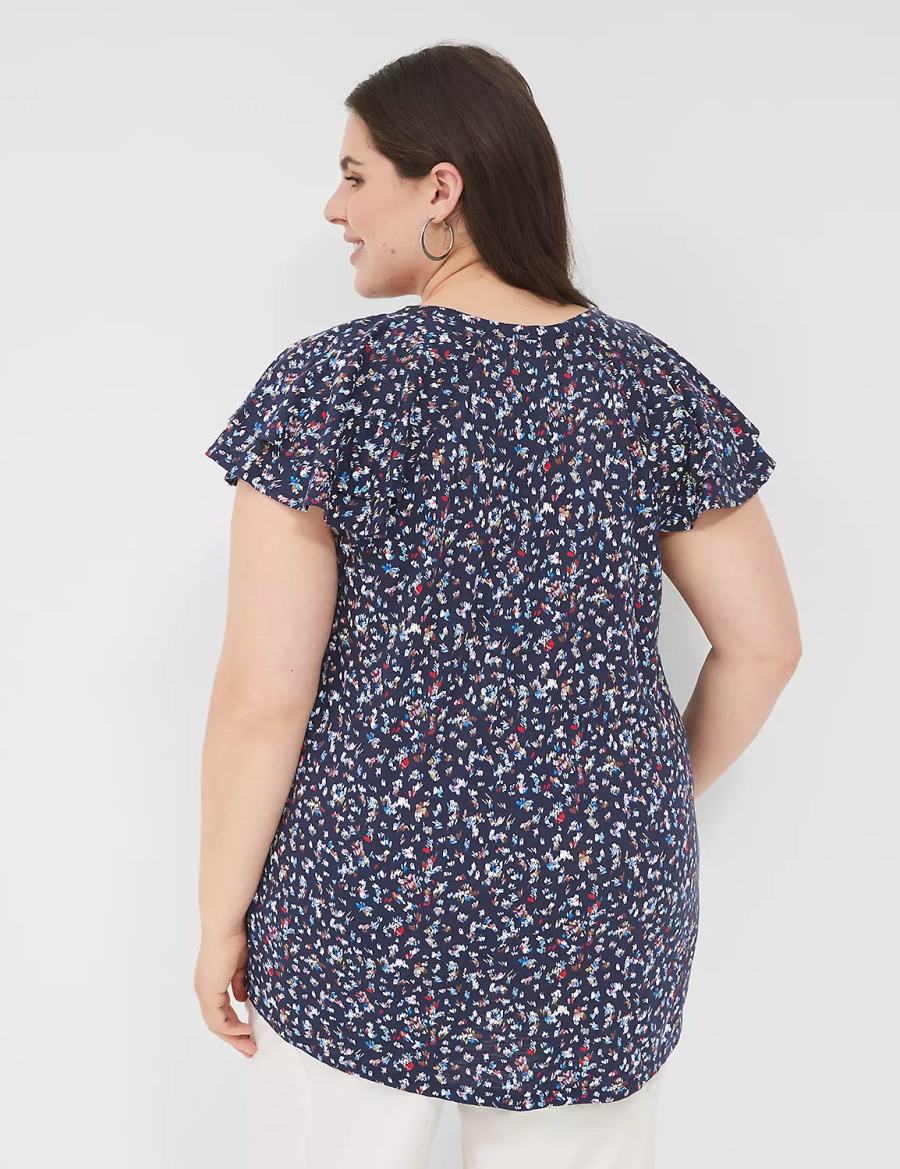 Lane Bryant Easy Flutter-Sleeve Tee T-shirts Dames Gekleurd | HIX8135VM