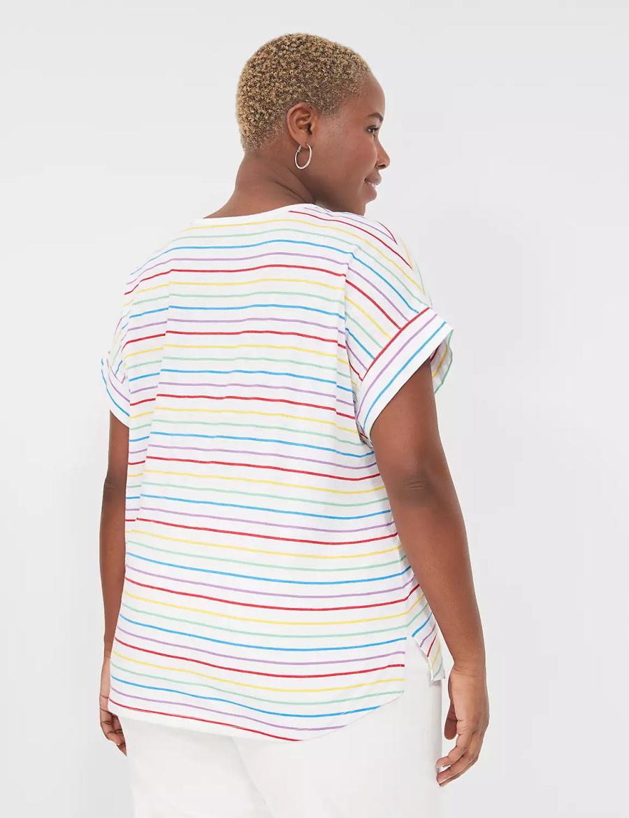 Lane Bryant Easy Roll-Sleeve Tee T-shirts Dames Strepen | YTO154BO