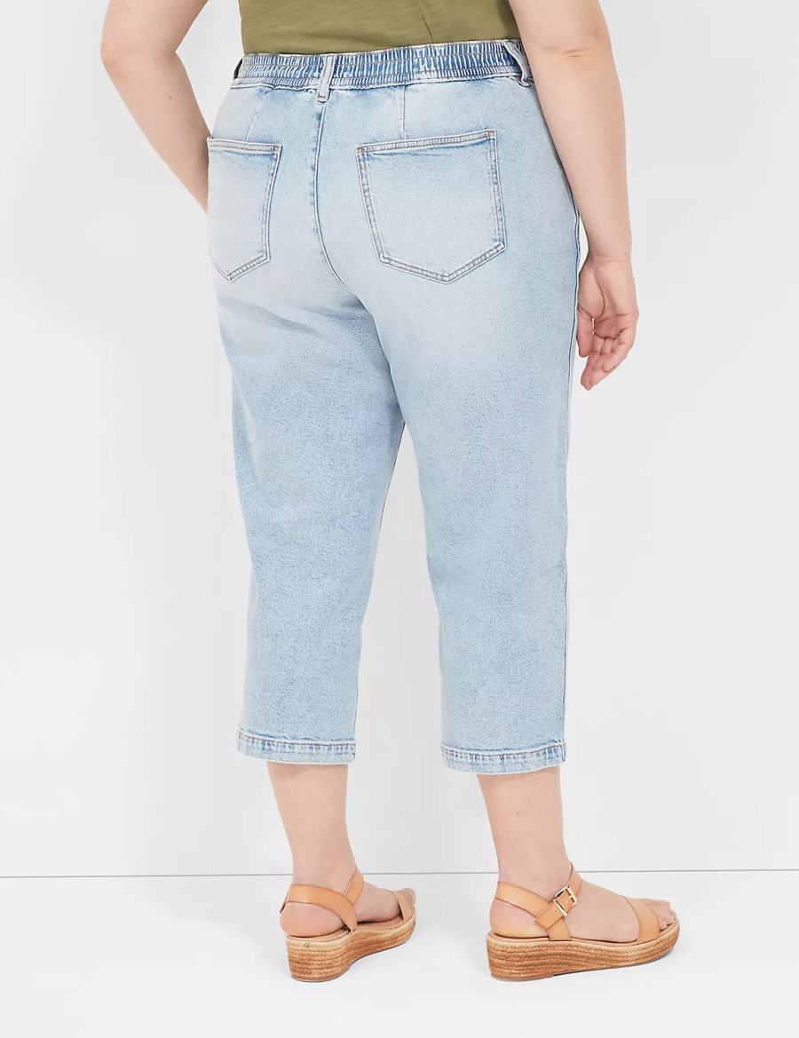 Lane Bryant Elastic Back-Waist Boyfriend Capri Jeans Dames Lichtblauw | POI8596JQ