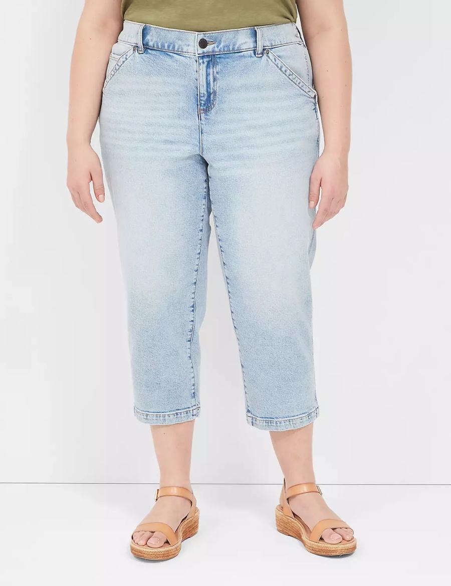 Lane Bryant Elastic Back-Waist Boyfriend Capri Jeans Dames Lichtblauw | POI8596JQ