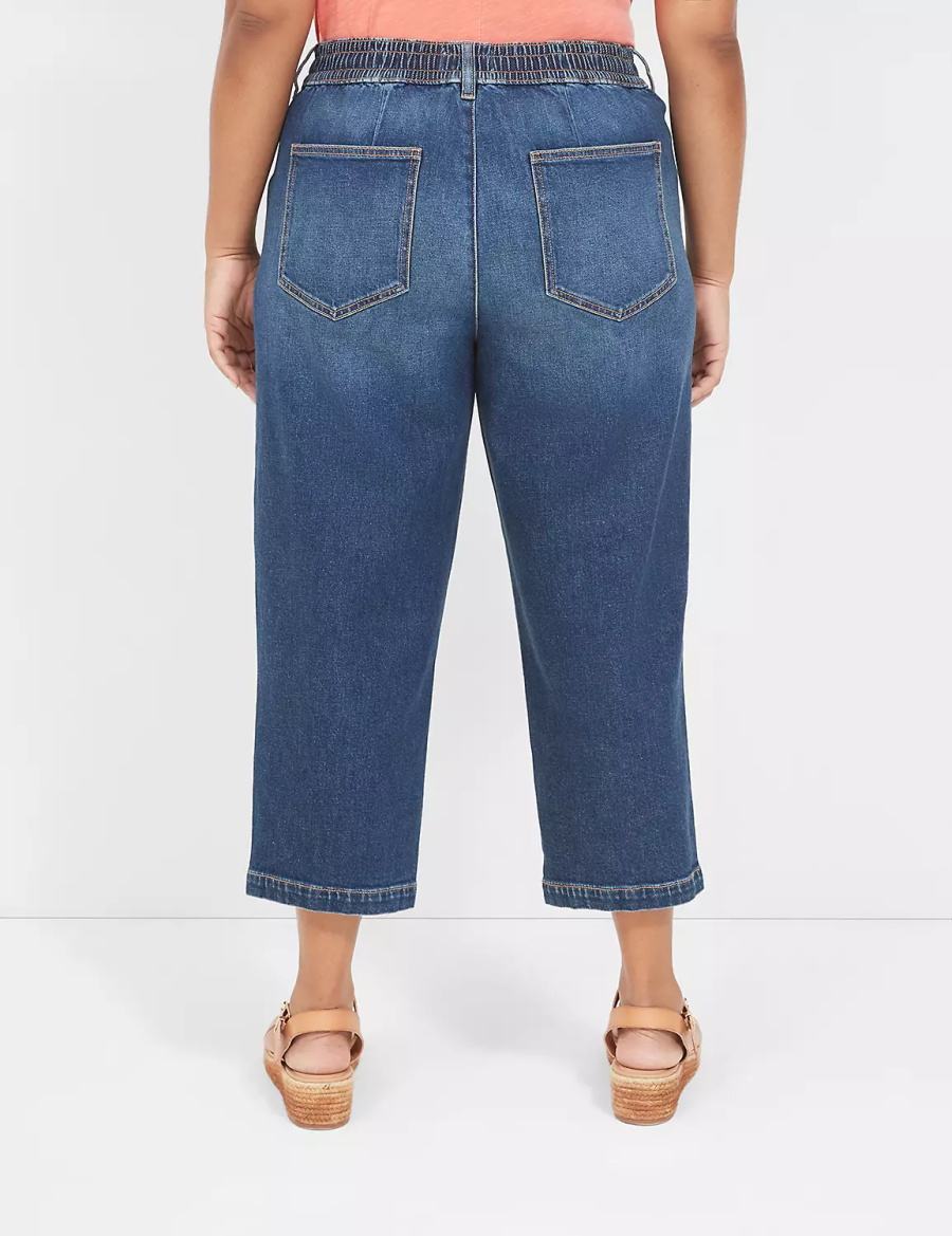 Lane Bryant Elastic Back-Waist Boyfriend Capri Jeans Dames Donkerblauw | ISE6840UY