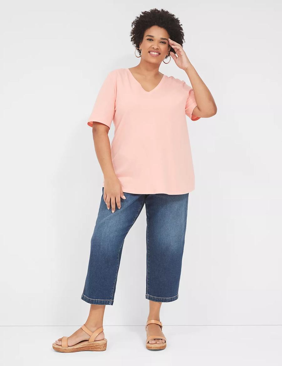 Lane Bryant Elastic Back-Waist Boyfriend Capri Jeans Dames Donkerblauw | ISE6840UY