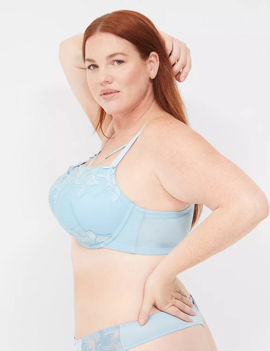 Lane Bryant Embroidered Boost Balconette BH Dames Blauw | NEF253DI