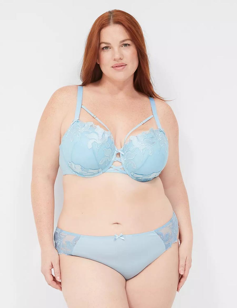 Lane Bryant Embroidered Boost Balconette BH Dames Blauw | NEF253DI