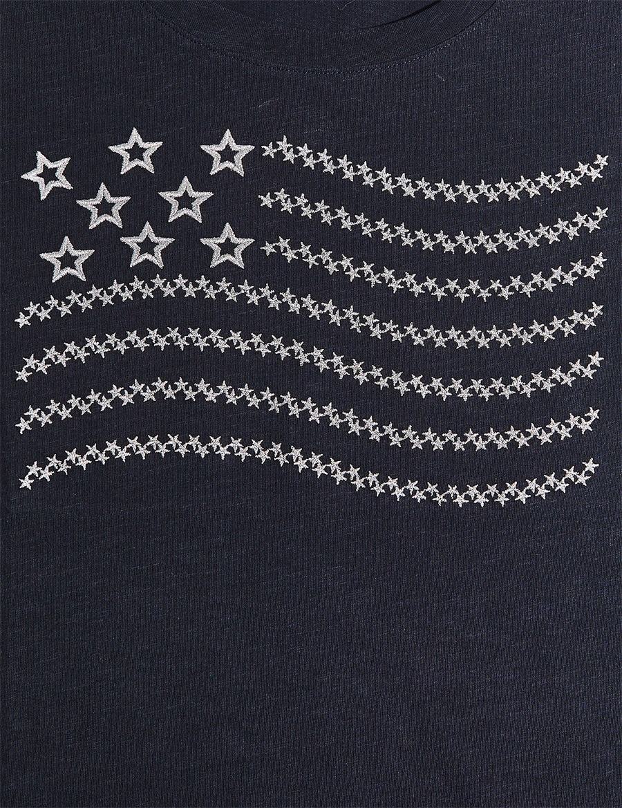 Lane Bryant Embroidered Flag Graphic Tee T-shirts Dames Zwart | PNK7924GS