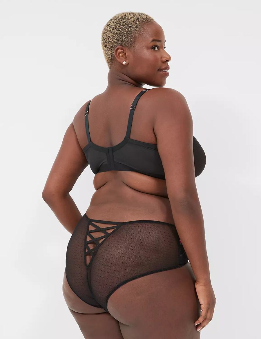 Lane Bryant Embroidered No-Wire Triangle Bralettes Dames Zwart | WIK9488XR