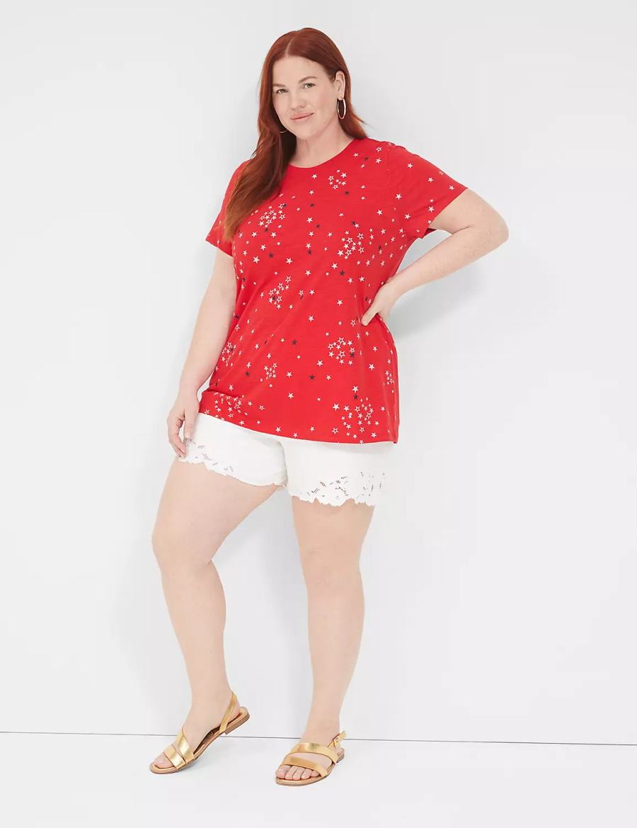 Lane Bryant Embroidered Stars Graphic Tee Tanktop Dames Rood | TSI7260JS