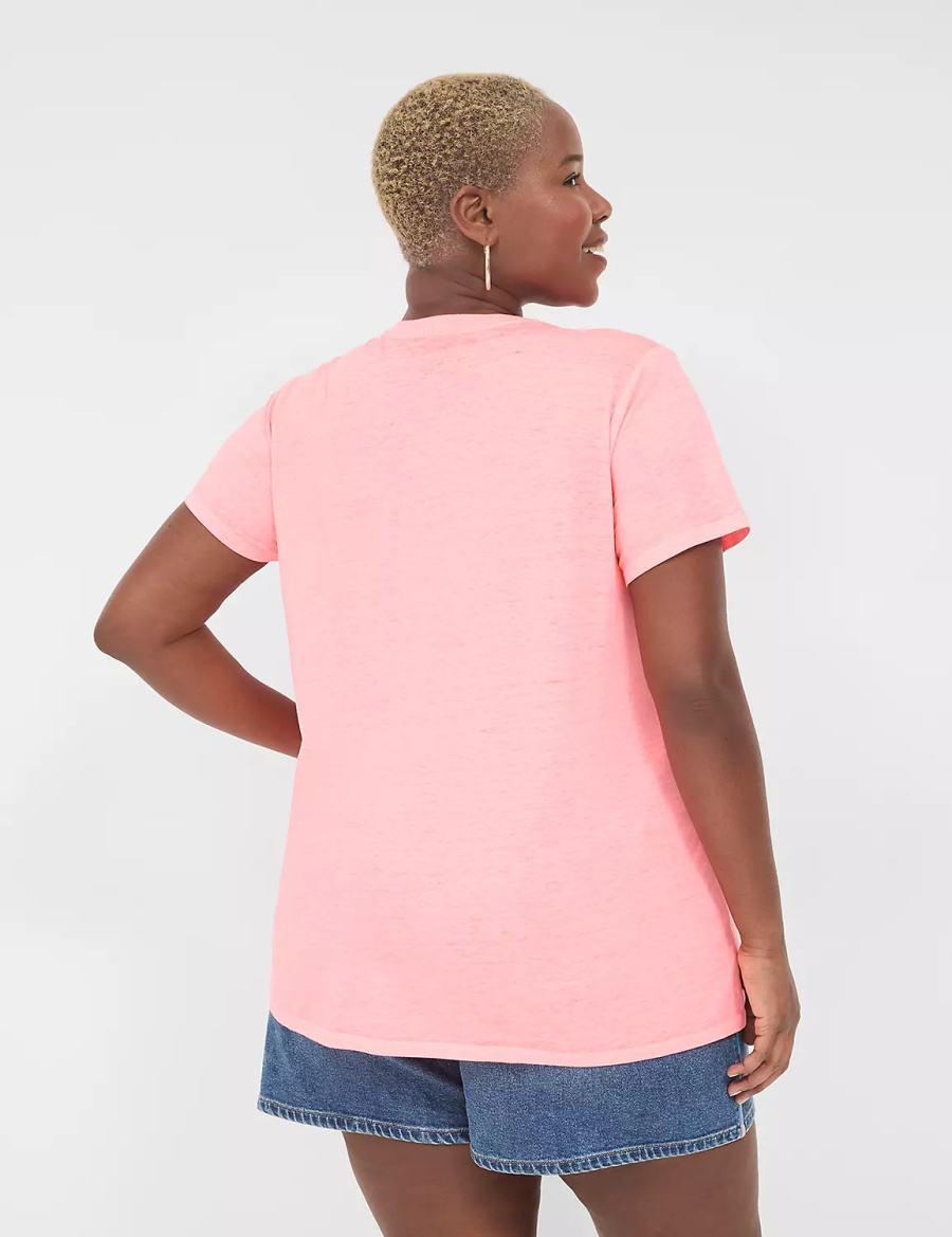 Lane Bryant Embroidered Sunkissed Graphic Tee Tanktop Dames Lichtkoraal | XPH1615MX