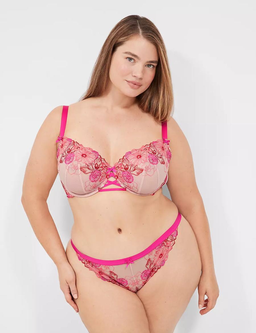 Lane Bryant Embroidered Unlined Balconette BH Dames Roze Roze | BNE1788VN