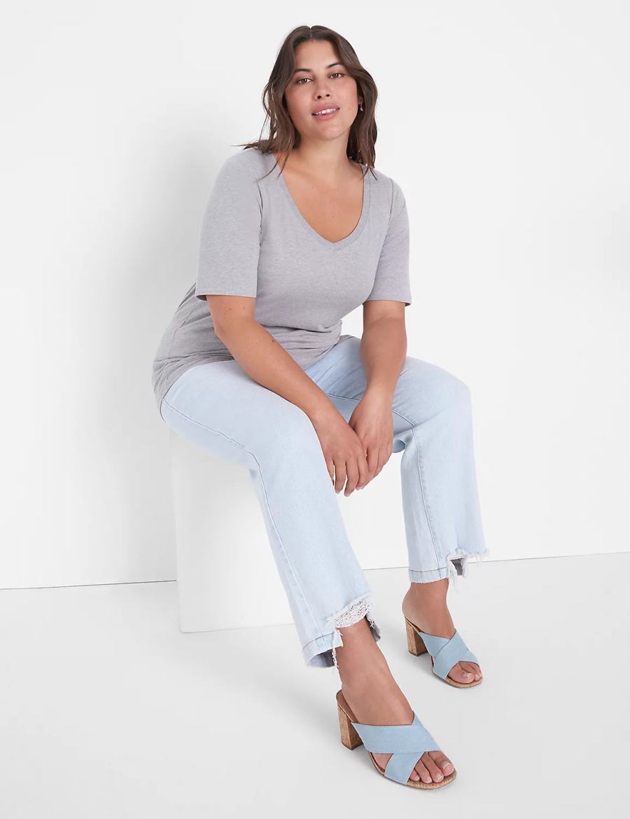 Lane Bryant Essential V-Neck Tee Tanktop Dames Lichtgrijs | HBN7028HG