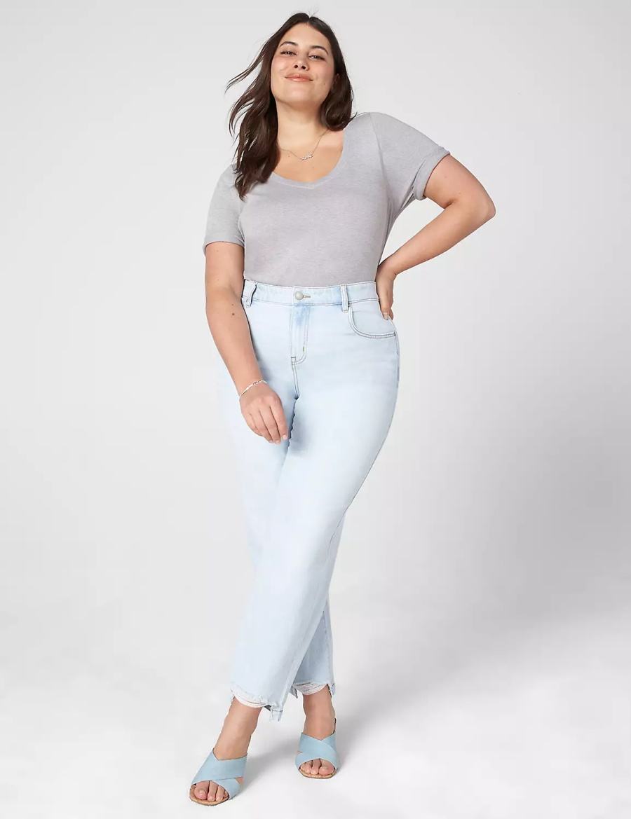 Lane Bryant Essential V-Neck Tee Tanktop Dames Lichtgrijs | HBN7028HG