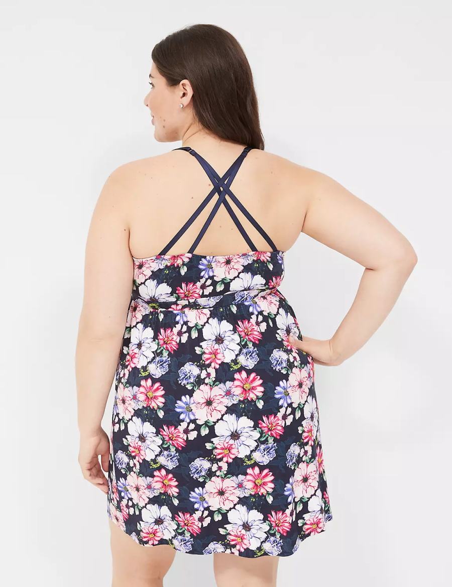 Lane Bryant Eyelet Lace-Trim Chemise Jurk Dames Donkerblauw | ZXR9333KD
