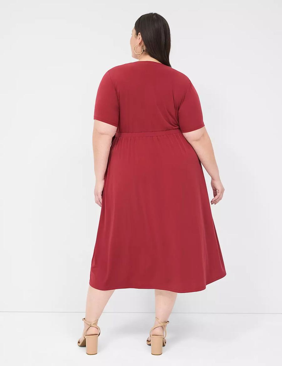Lane Bryant Faux-Wrap Jersey Midi-jurk Dames Dieprood | XSY8729XJ