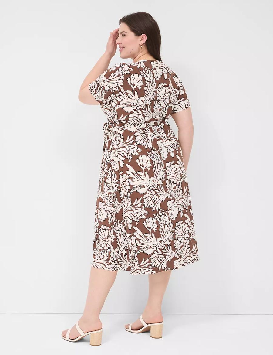 Lane Bryant Faux-Wrap Jersey Midi-jurk Dames Bruin | DGC8022QU