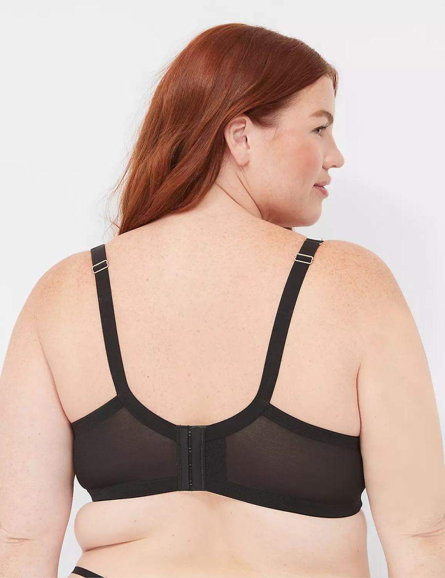 Lane Bryant Fishnet Lace Max Boost Plunge Bralettes Dames Zwart | JFD854OZ