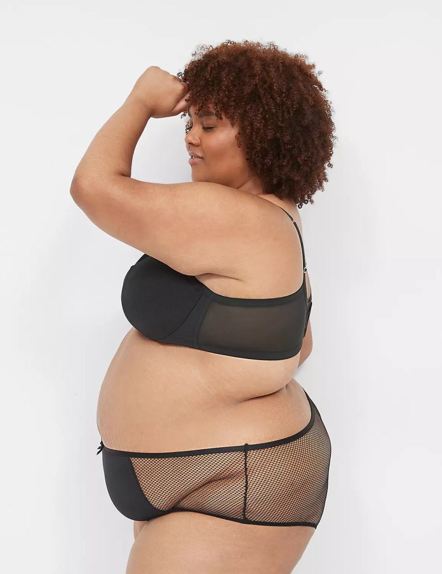 Lane Bryant Fishnet Lightly Lined Plunge Bralettes Dames Zwart | QFO4696TW