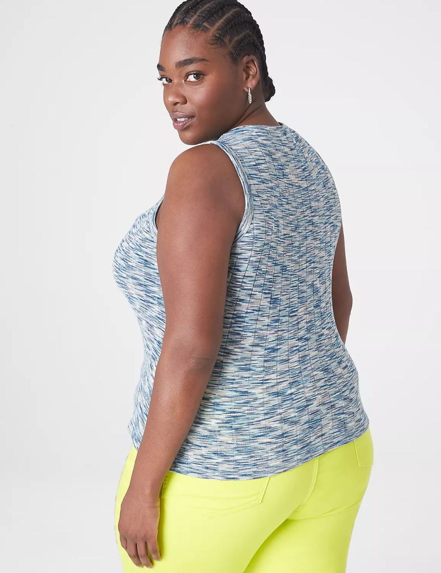 Lane Bryant Fitted Crop Crew-Neck Tanktop Dames Lichtturquoise | CJL1779RS