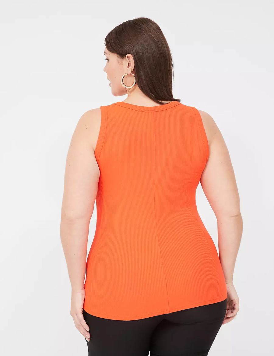 Lane Bryant Fitted High-Neck Rib Tanktop Dames Lichtrood | BNP2522JP